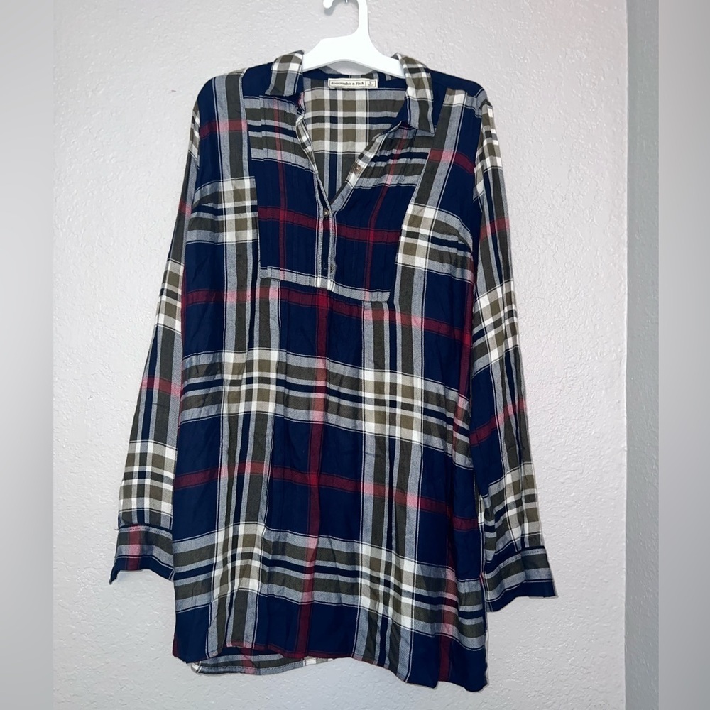 Abercrombie & Fitch Women Plaid Long Sleeve Shirt Dress